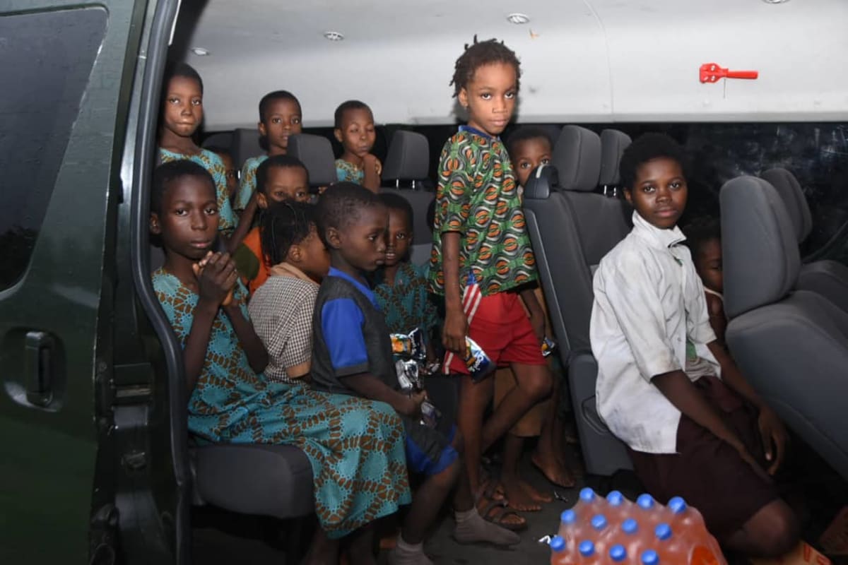 Nigerian schoolchildren receiving medical care after being rescued from 56-day kidnapping ordeal