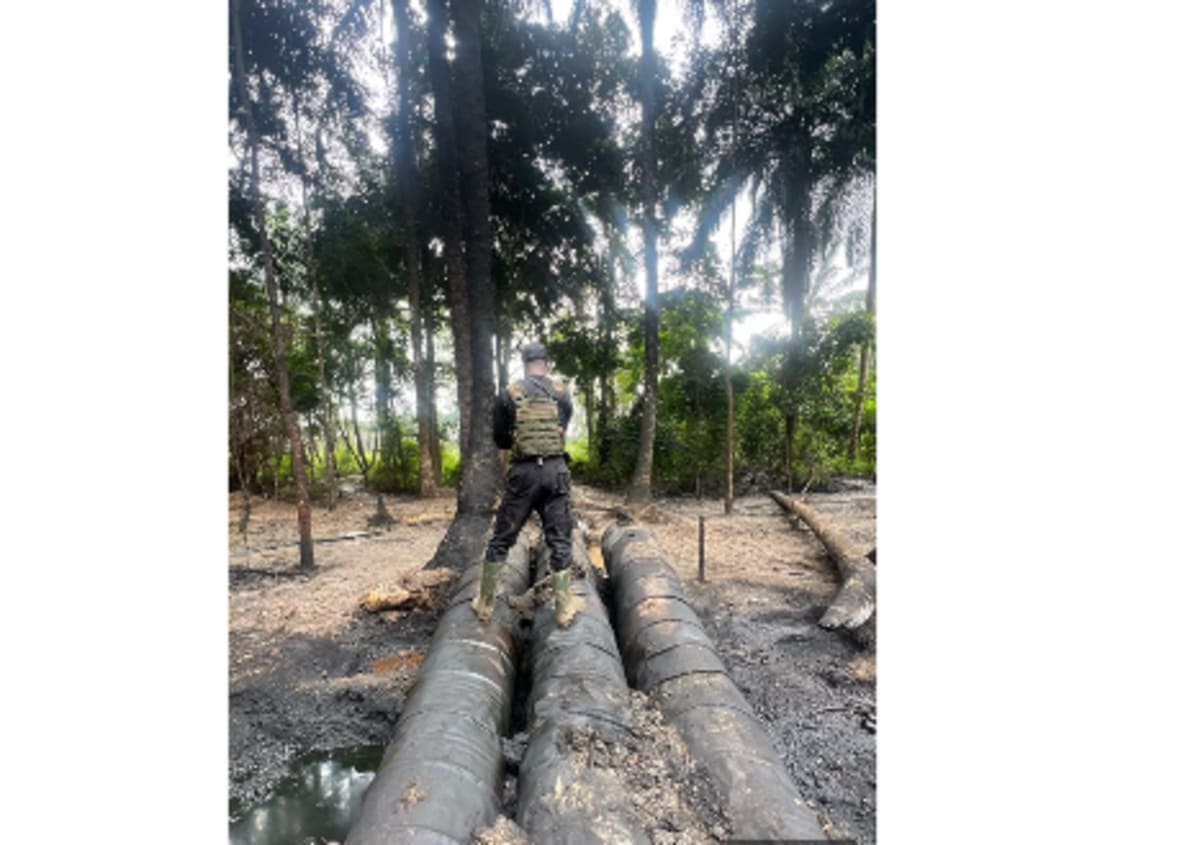 Nigerian Navy personnel conducting anti-oil theft operations in Rivers State Nigeria
