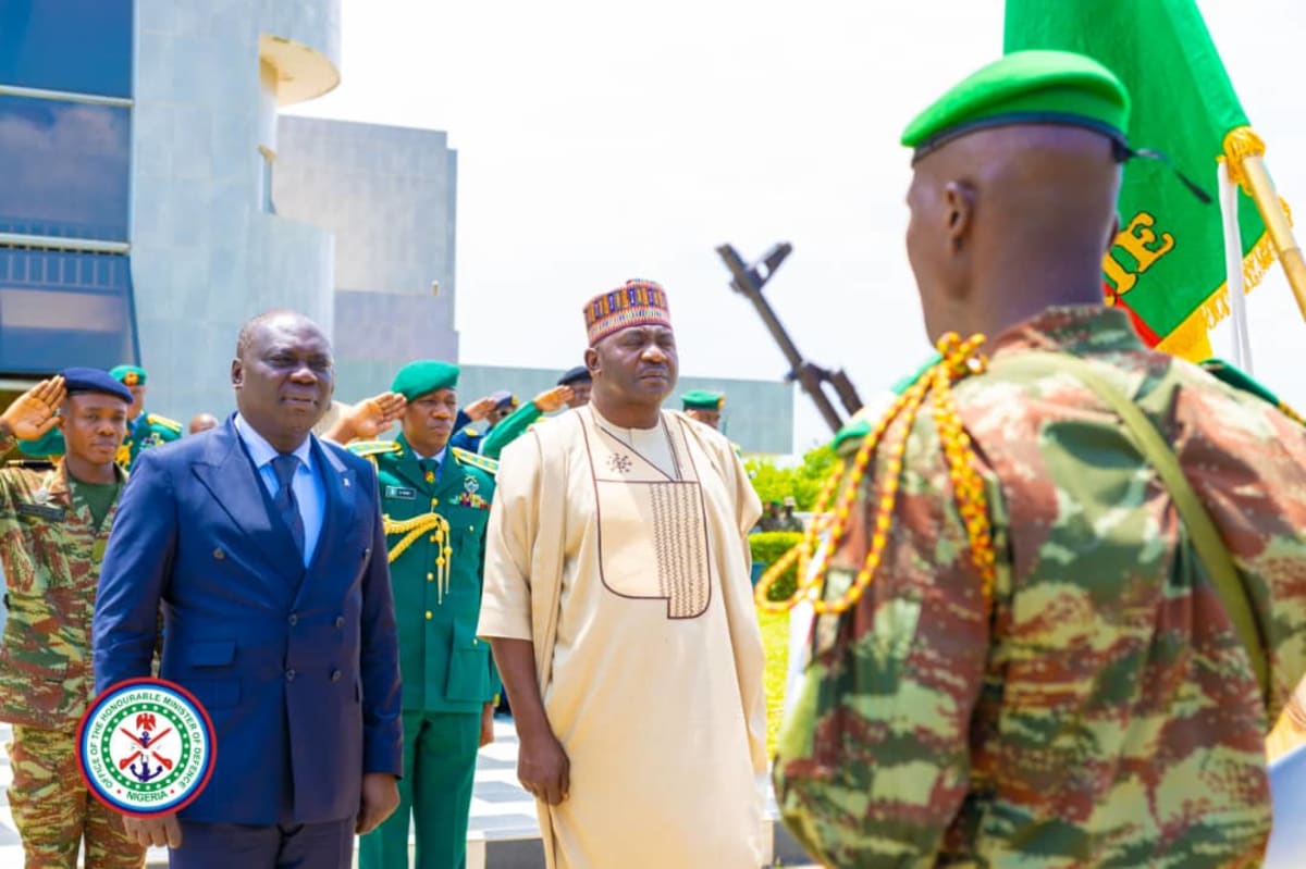 Nigerian Defense Minister Gen. Christopher Musa meeting with Beninese officials in Cotonou