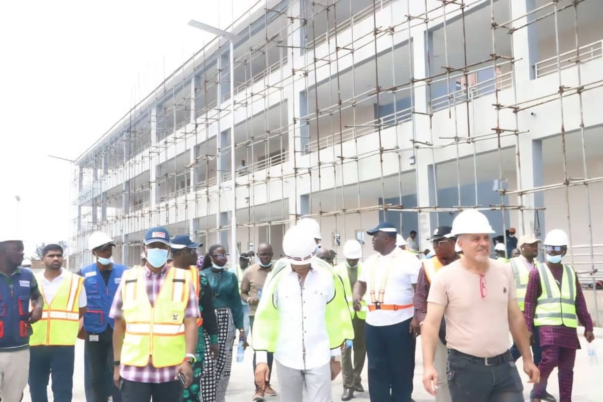 ** Construction site of new multi-story hospital building in Lagos, Nigeria