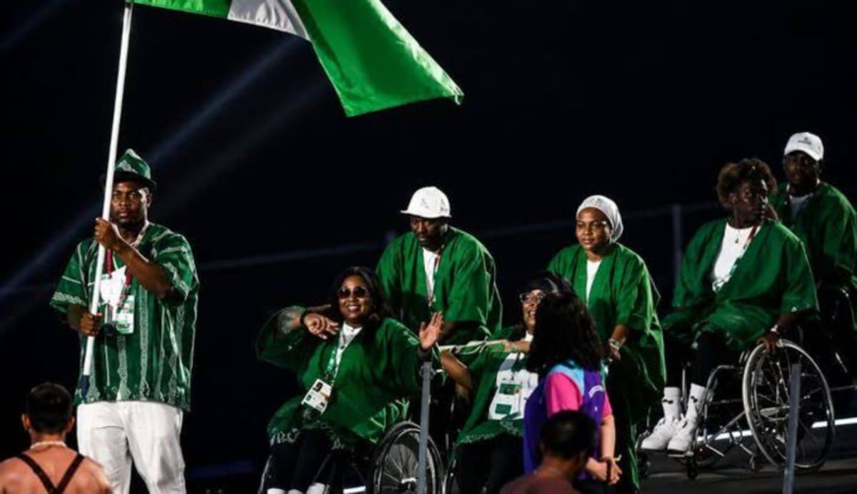 Nigerian athletes celebrating with medals at 2026 Commonwealth Games in Glasgow, Scotland