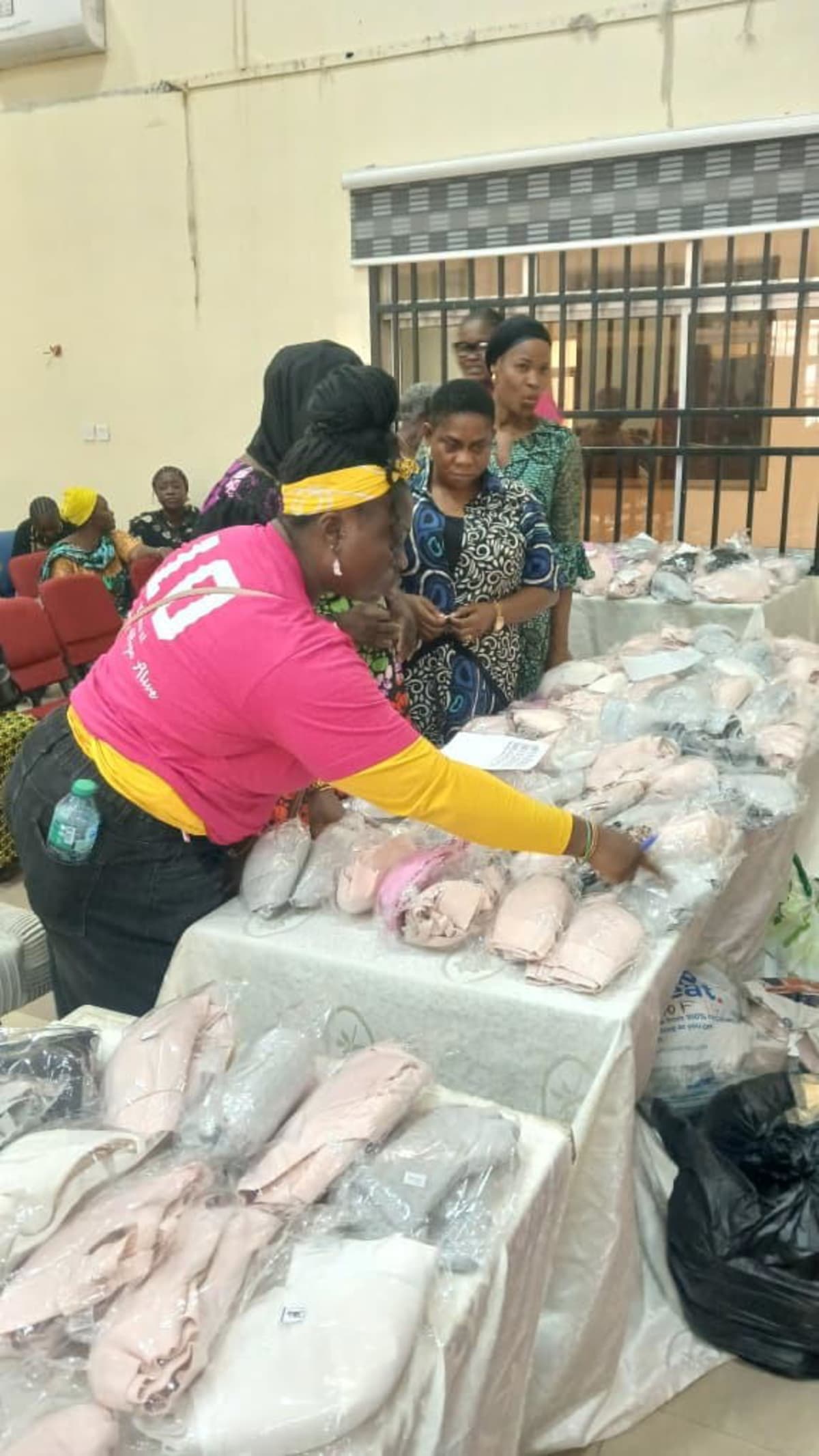 Women receiving breast prostheses and mastectomy bras at Lagos hospital distribution event