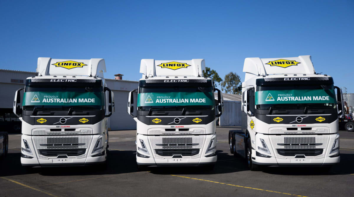 First electric semi-truck manufactured at Volvo's Wacol factory in Brisbane, Queensland, Australia
