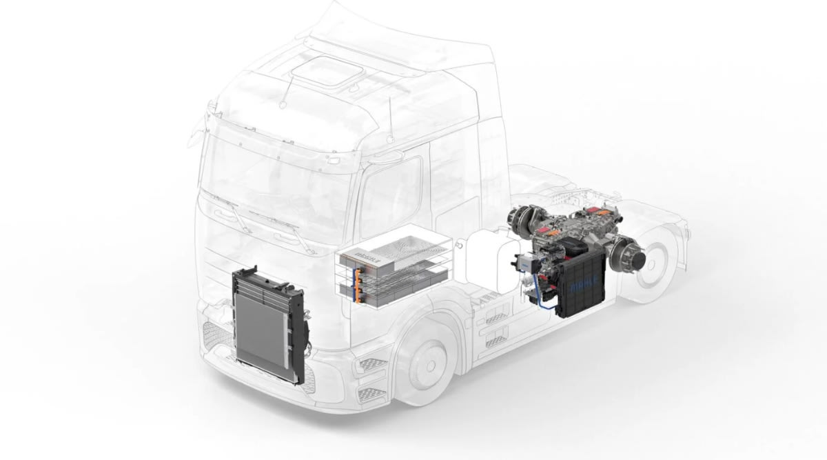 Mahle range extender system with compact generator mounted in electric truck chassis