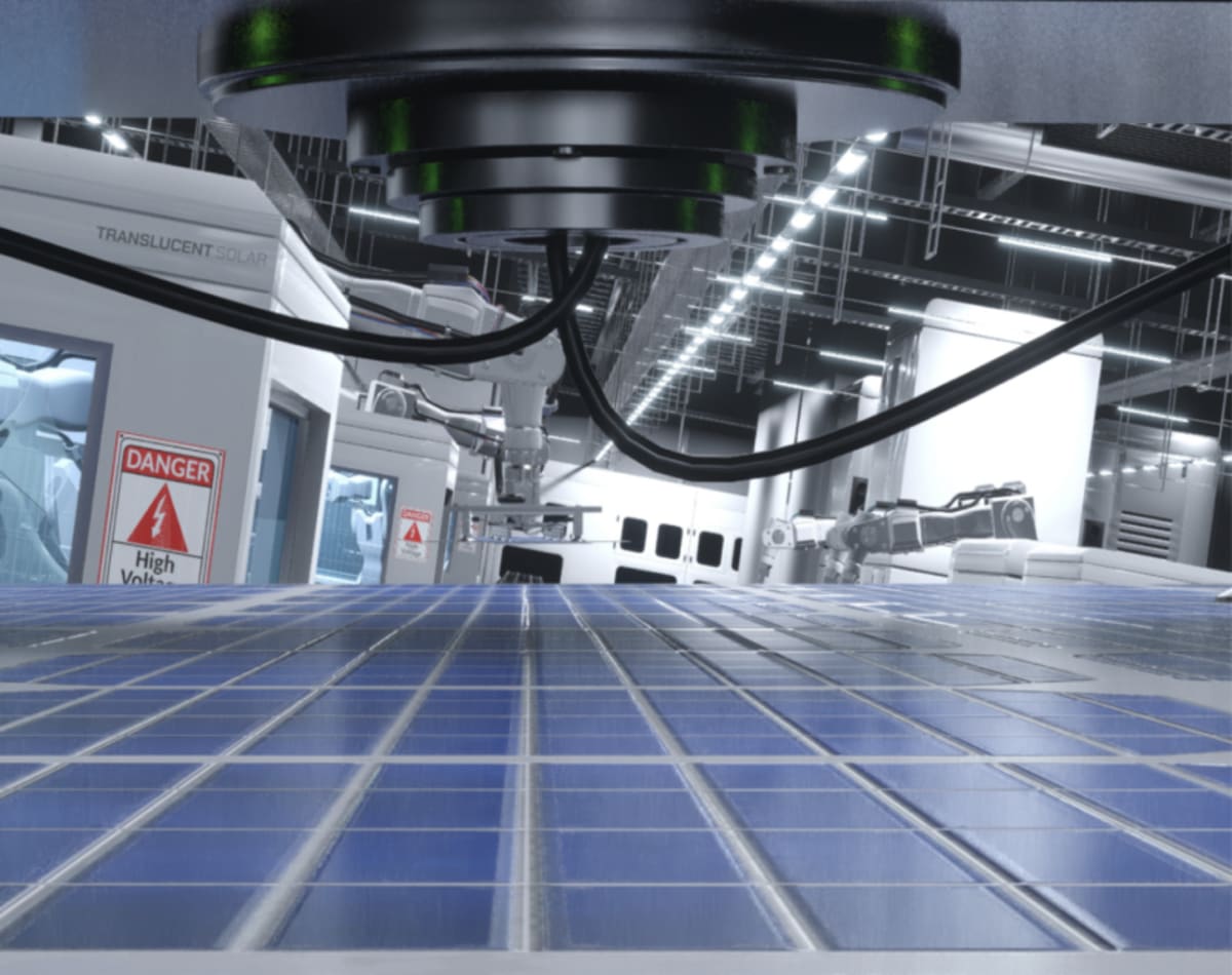Modern solar panel manufacturing facility in Summerville, South Carolina with production equipment