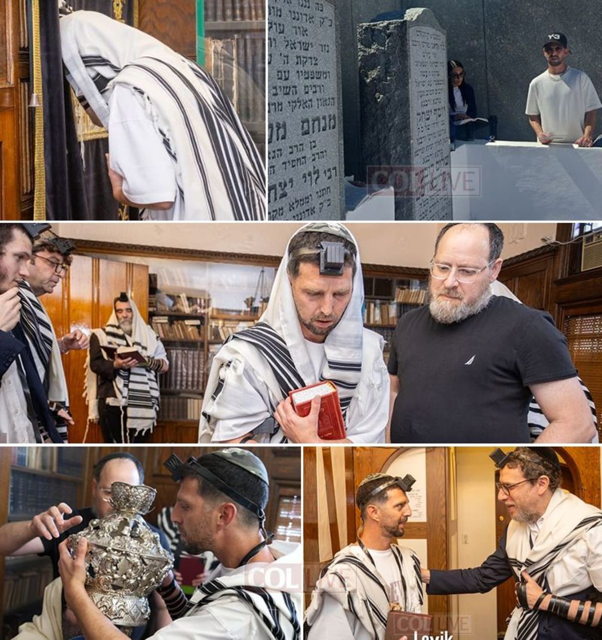 ** Elkana Bohbut standing in synagogue after surviving over two years in captivity