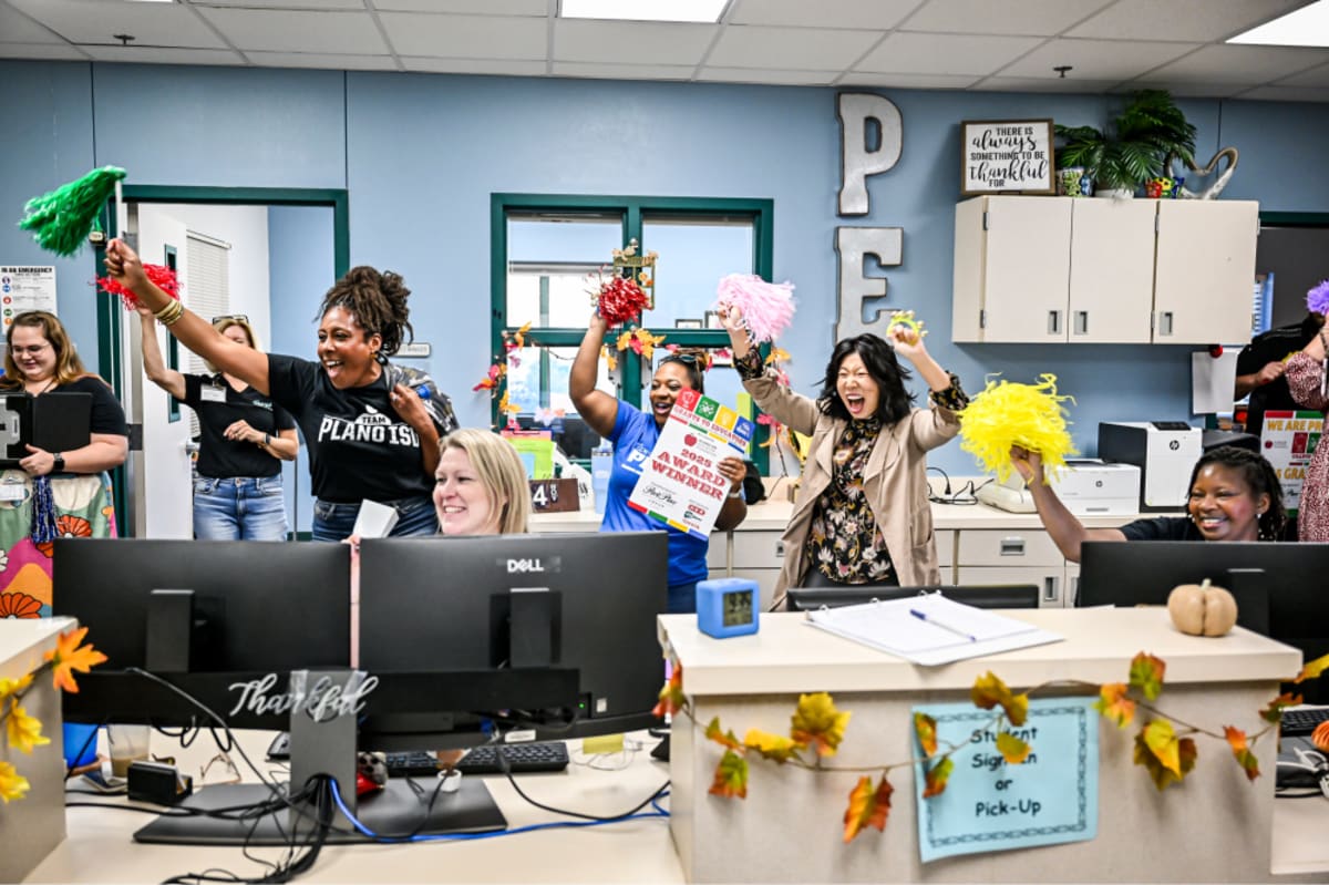 Students and educators working together in a bright, supportive classroom environment in Plano, Texas