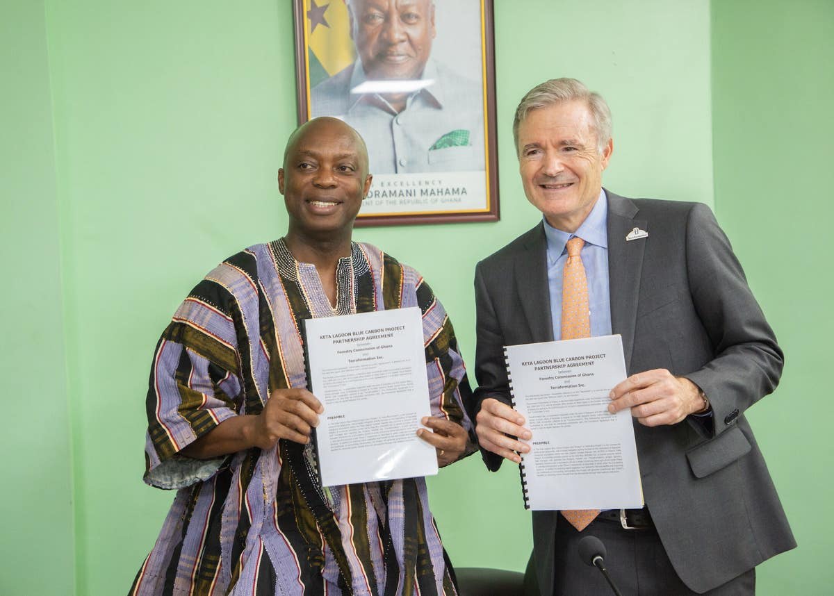 Government officials and partners at Ghana forest restoration signing ceremony in Accra