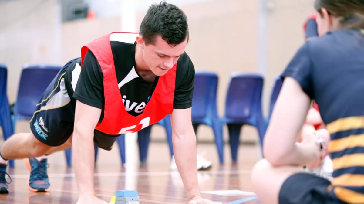 Young athletes being tested for speed and strength at Australian Olympic talent search event
