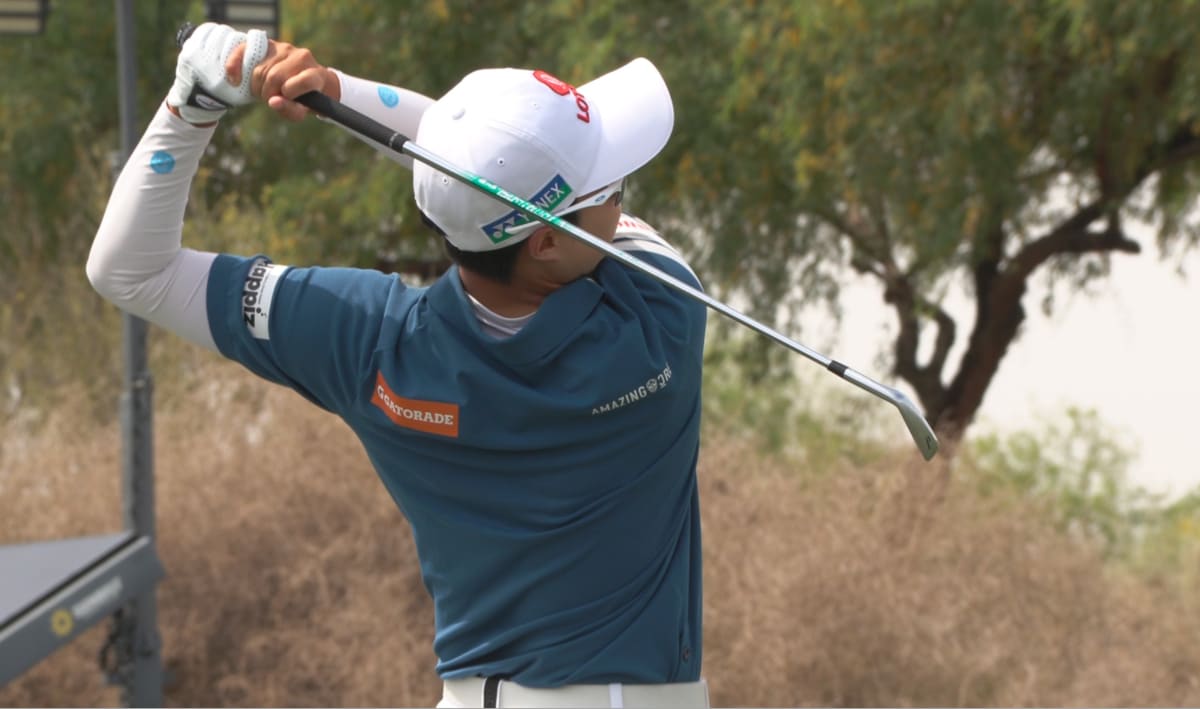 Golfer Hyo Joo Kim celebrating victory at Ford Championship in Chandler Arizona