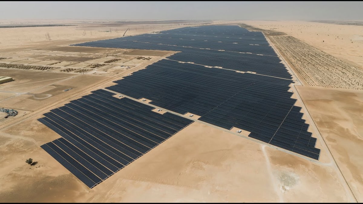 Modern solar panel array in bright sunlight representing breakthrough efficiency technology