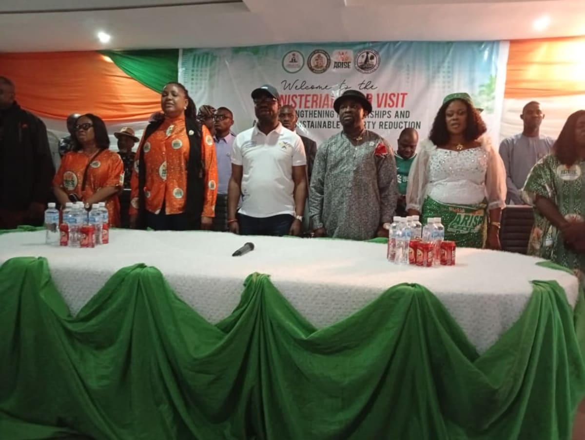 Nigerian government minister meeting with oil company executives and community leaders in Eastern Obolo region