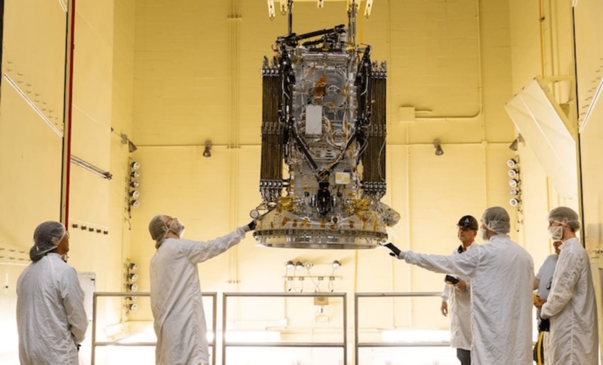 Engineers stabilize Link rescue spacecraft in vibration chamber at NASA Goddard Space Flight Center