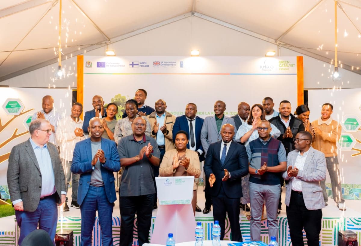 Tanzanian entrepreneurs working with sustainable forest products in bamboo and wood processing facility