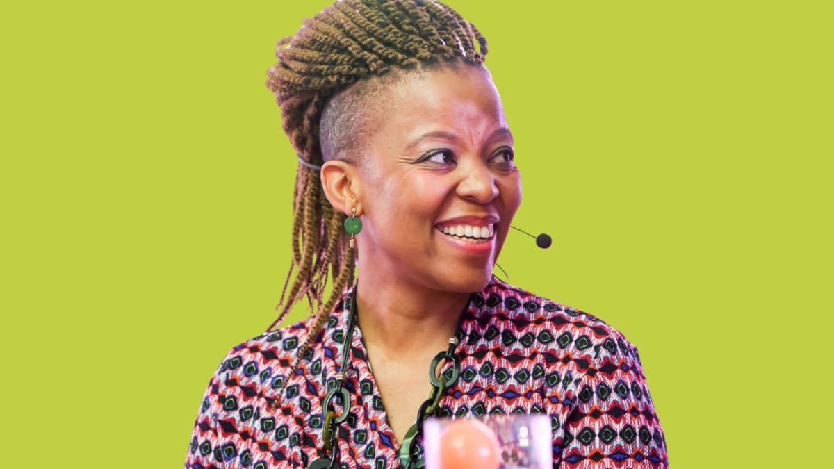 Dr. Puleng Makhoalibe speaking about creativity and innovation in South Africa