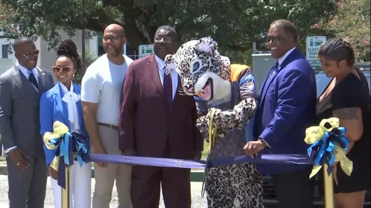 Electric vehicle charging station installation at Southern University Welcome Center in Baton Rouge Louisiana