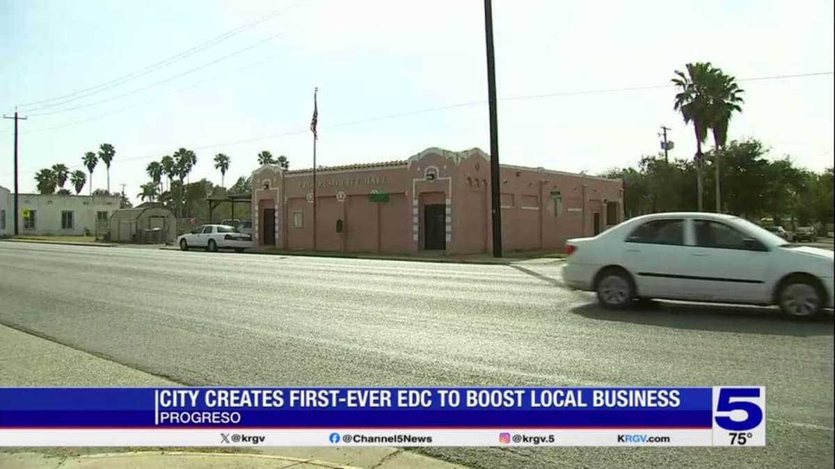 Small Texas town main street with local businesses ready for economic growth and development