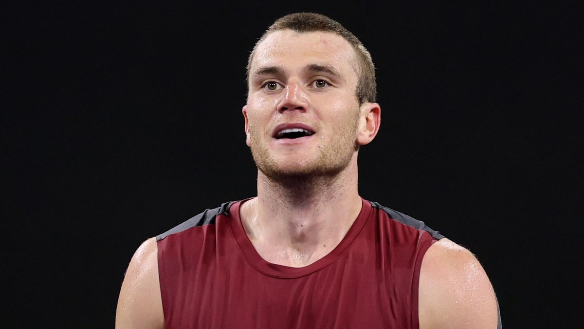 Jack Draper celebrating victory on tennis court at Indian Wells tournament