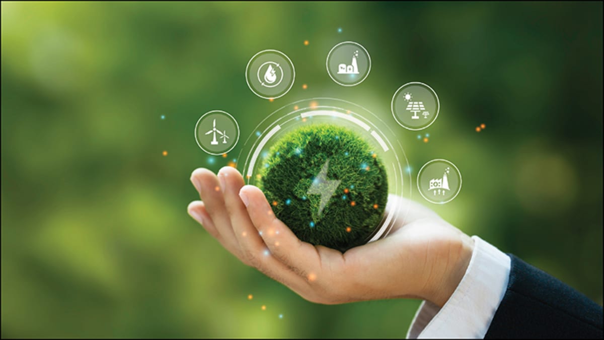 Solar power mirrors reflecting sunlight at concentrated solar facility in Egypt's desert landscape