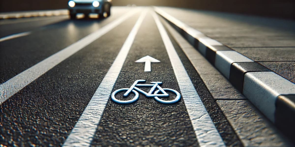Electric bike rider in bike lane alongside traditional bicycle traffic in urban setting