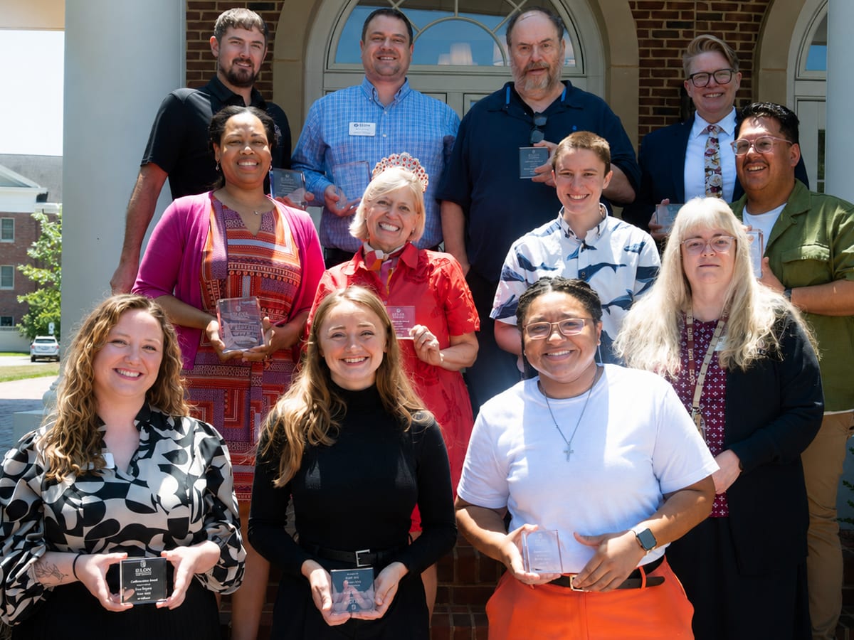 Elon University Student Life staff celebrating achievements at annual recognition event
