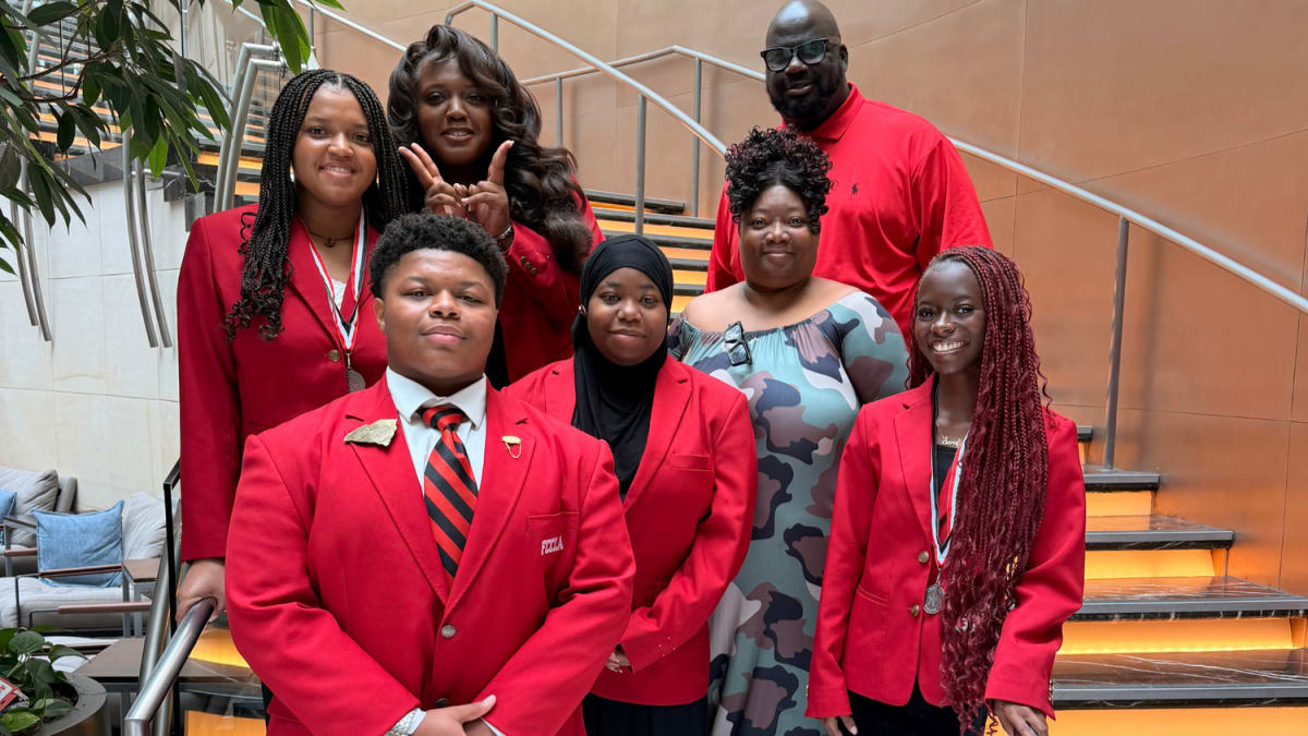 Irmo High School FCCLA students holding silver medals at national leadership conference in Washington