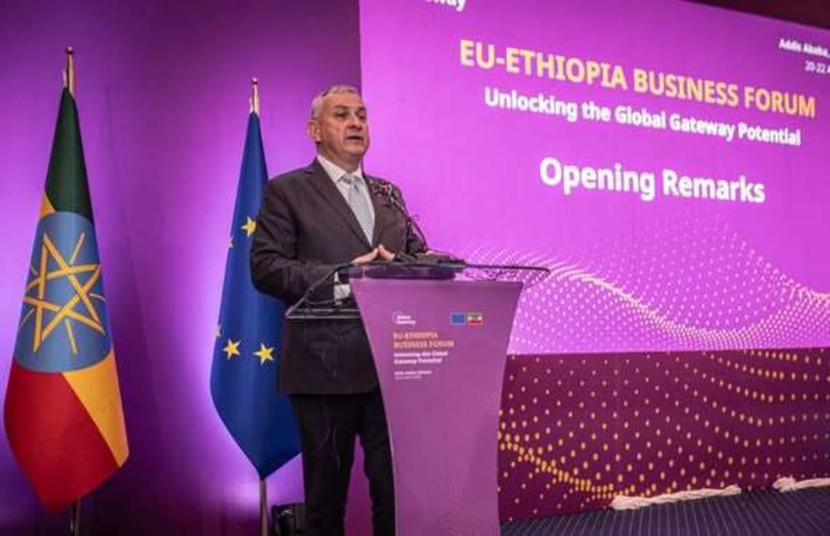 Ethiopian woman farmer working in agricultural field under bright sunny sky