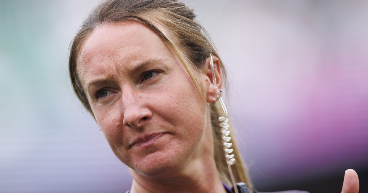 Lou Meadows on sideline during England women's rugby match at Allianz Stadium