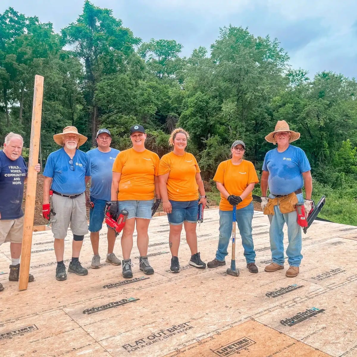 Volunteers from Amazon and Mission Builders constructing Habitat for Humanity home in Fort Loudon Pennsylvania