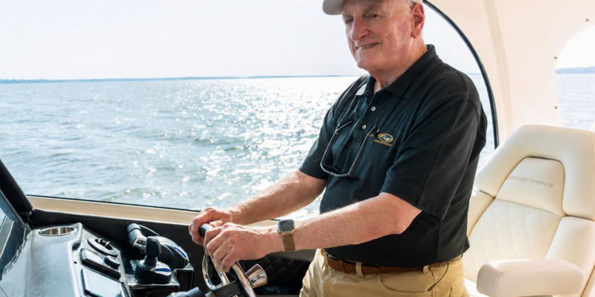 Eddie Smith Jr. standing at Grady-White Boats manufacturing facility in North Carolina