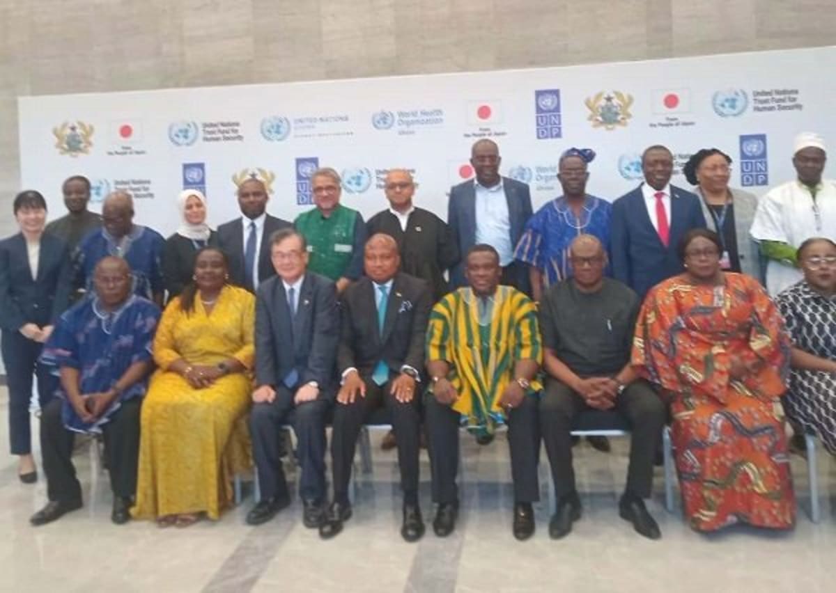Japanese and Ghanaian officials seated together at partnership launch ceremony in Ghana