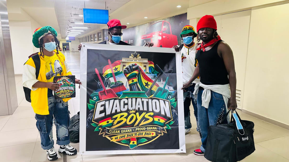 Ghanaian evacuees arriving at Accra airport after fleeing xenophobic violence in South Africa