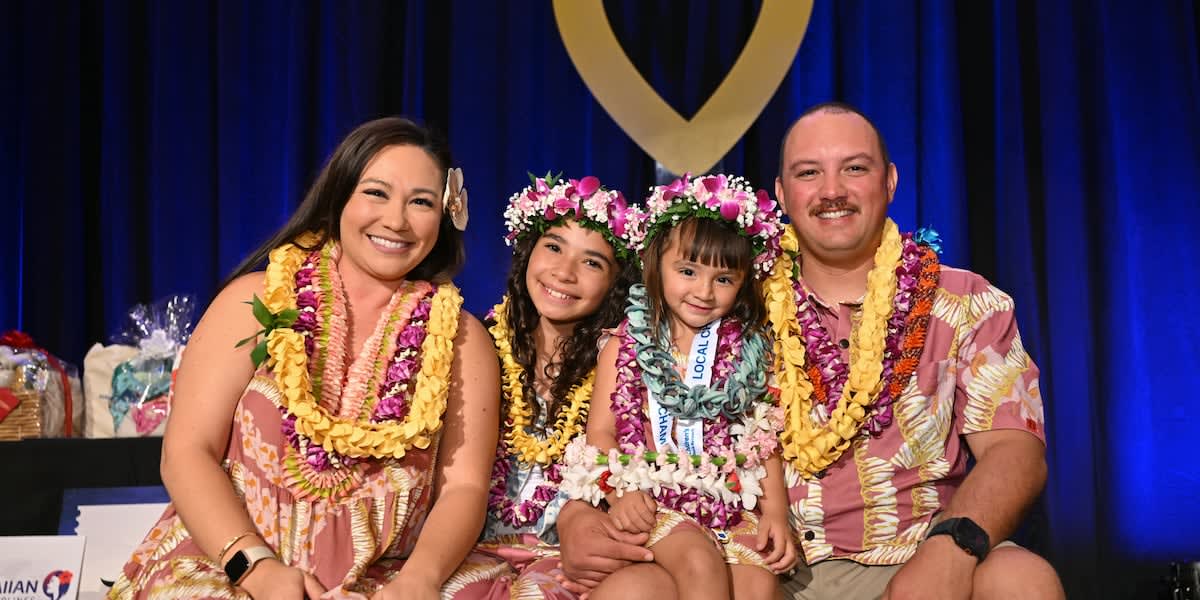 Four-year-old Seeley Borges smiling at her Children's Miracle Network Champion ceremony in Hawaii