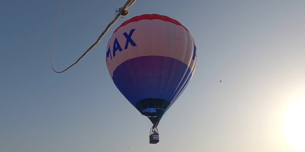 Hot air balloons floating over Longview Texas during the annual Great Texas Balloon Race