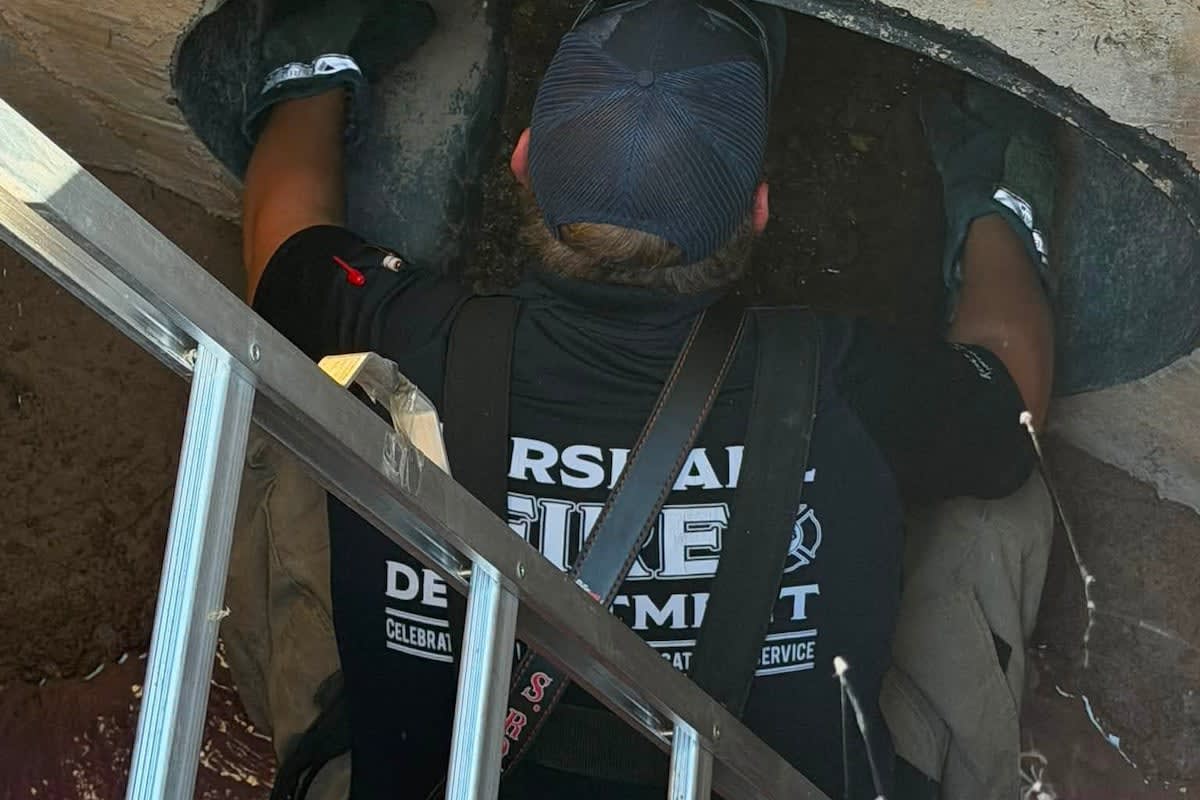 Marshall Firefighters Rescue School Duck from Storm Drain - Image 2