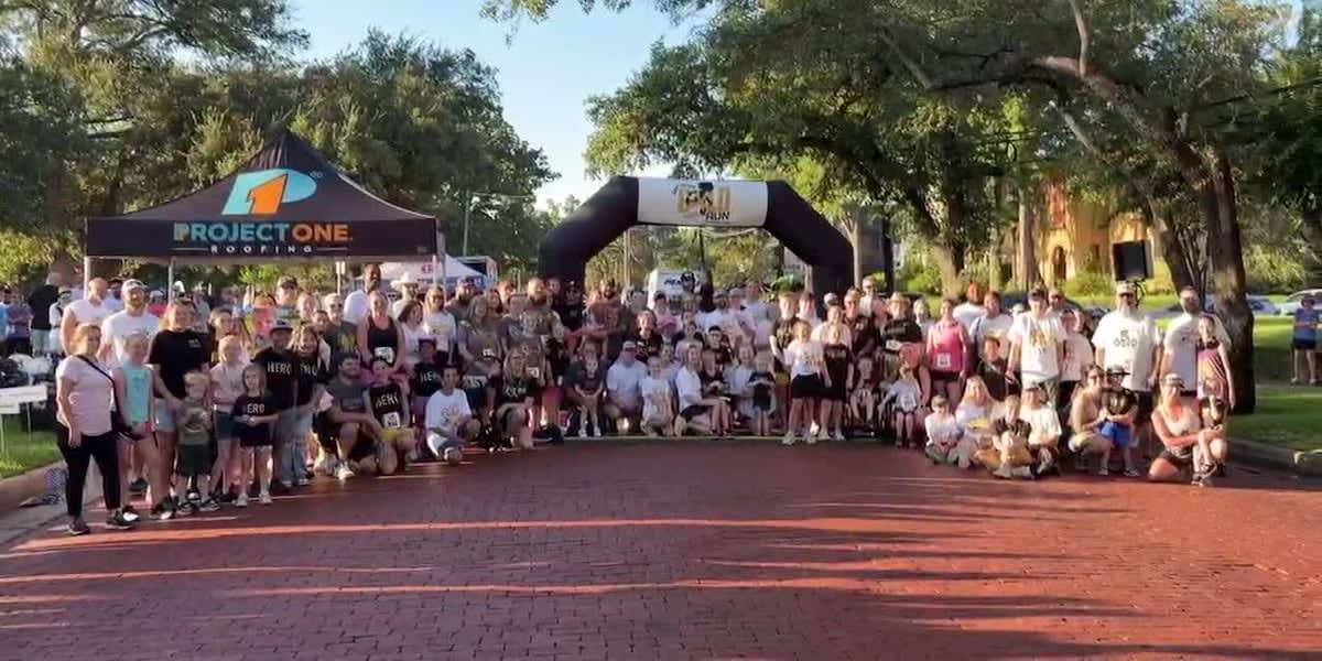** Young cancer survivors and community supporters running together at Tyler Texas charity race
