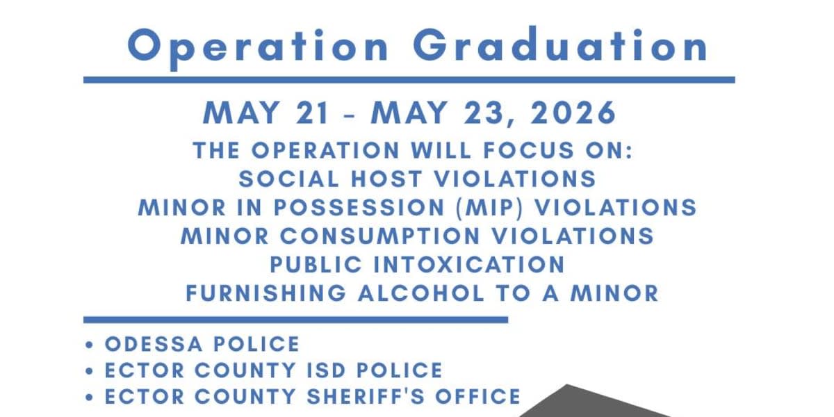 Odessa police vehicles and officers coordinating safety operations during graduation weekend celebrations