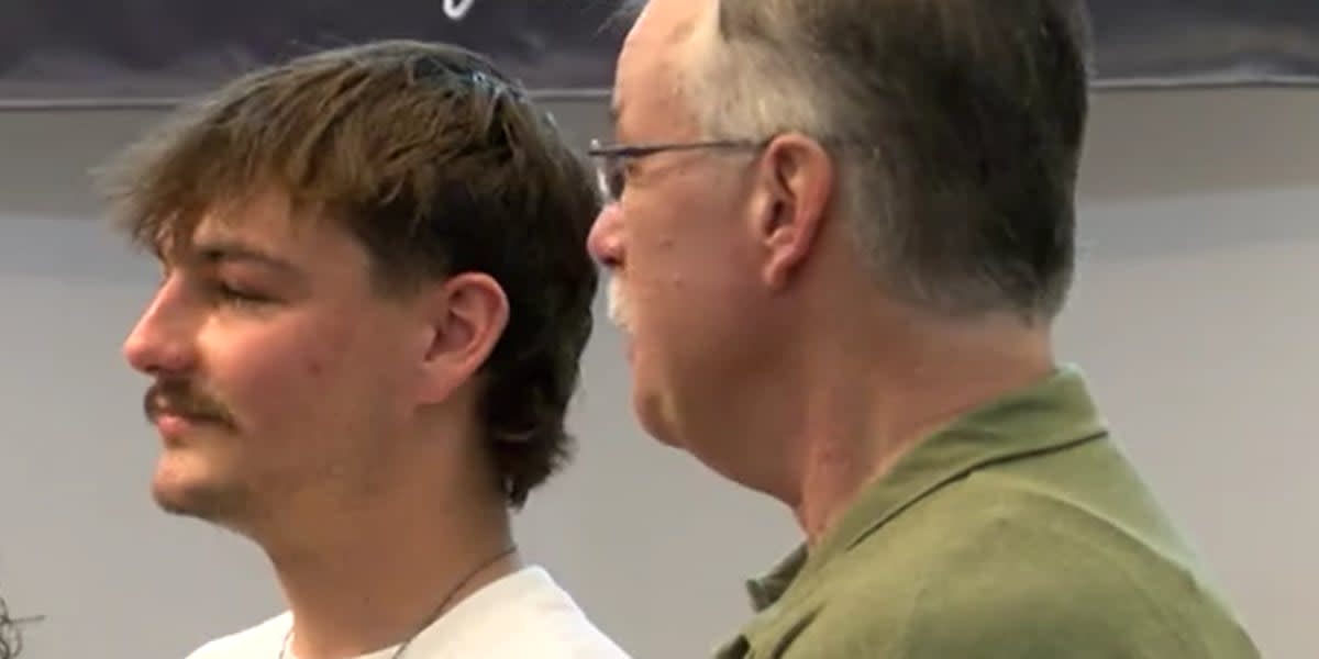 Ray Halgrimson receiving recognition award from Byron City Council for life-saving CPR actions