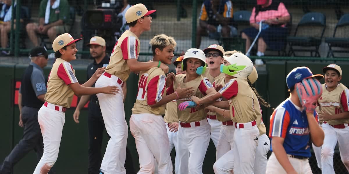 Paseo Verde Little League team celebrating their U.S. Championship victory in Henderson, Nevada