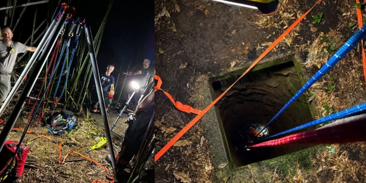 Firefighters Rescue Dog From 50-Foot Abandoned Well