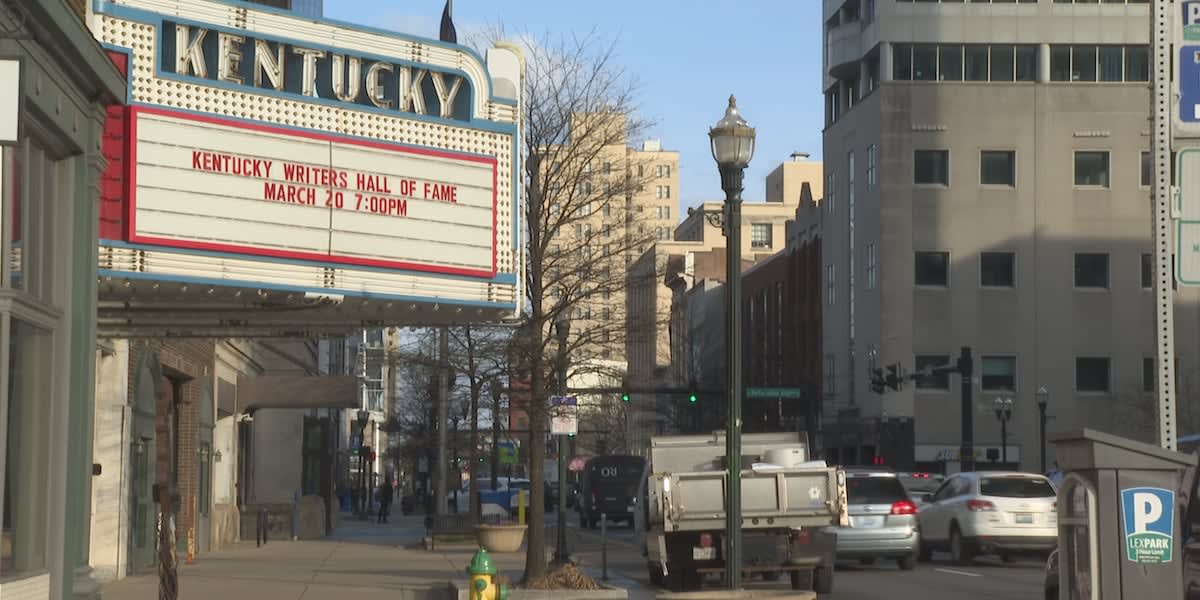 Film crew working on movie set in Lexington, Kentucky with local cast and crew members