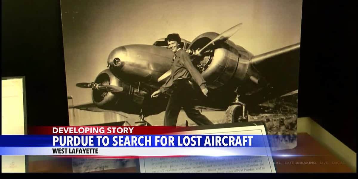 Historical photo of Amelia Earhart standing beside her Lockheed Electra aircraft before her final flight