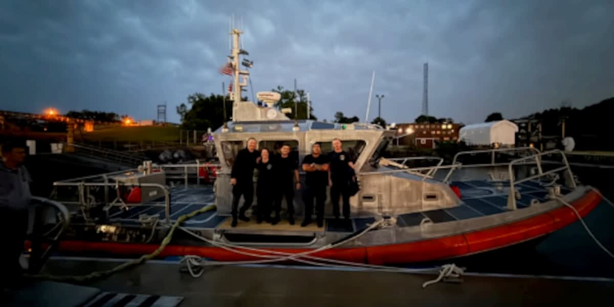 Coast Guard rescue boat on Lake Erie responding to emergency call near Kelleys Island