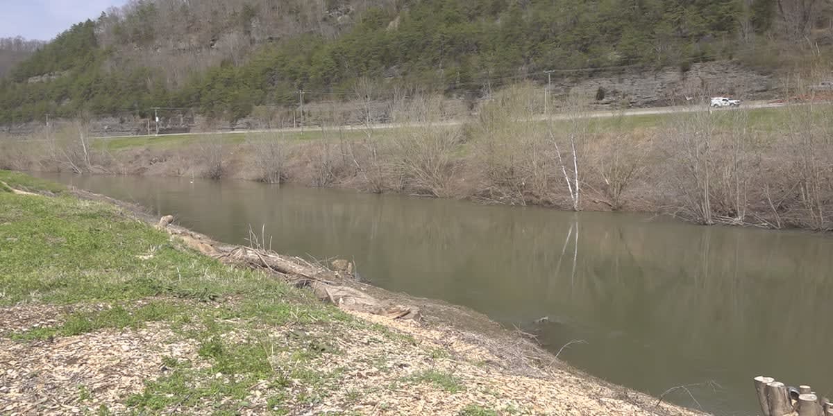 Firefighters conducting water rescue operation in winter conditions on Kentucky river