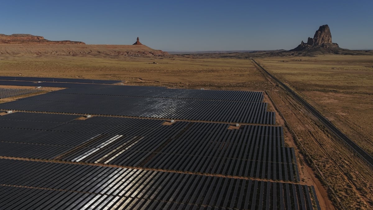 Solar panels installed over agricultural land on Colorado River Indian Tribes reservation in Arizona