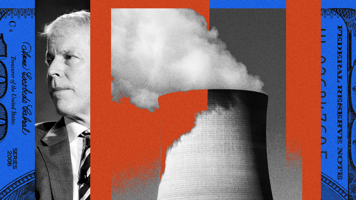 Modern solar panels and wind turbines against blue sky representing America's clean energy transformation