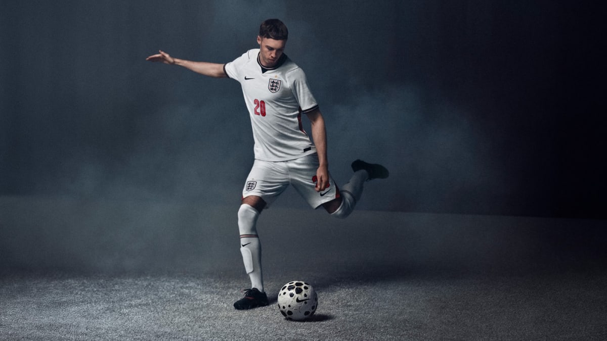 Soccer players wearing sustainable Nike uniforms made from chemically recycled textile waste
