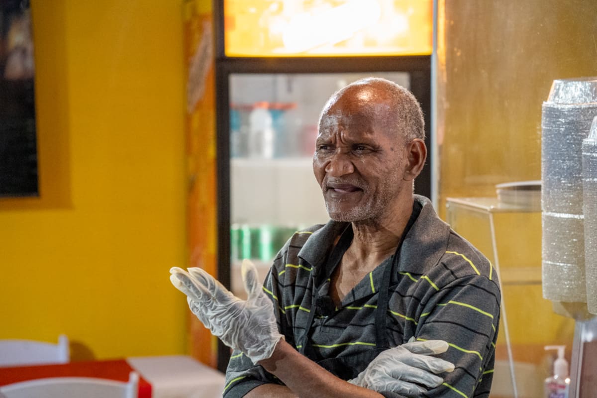 ** Andréjean Fleurant speaking at Lakay Restoran in Bridgeport, Connecticut ahead of Haiti's World Cup match