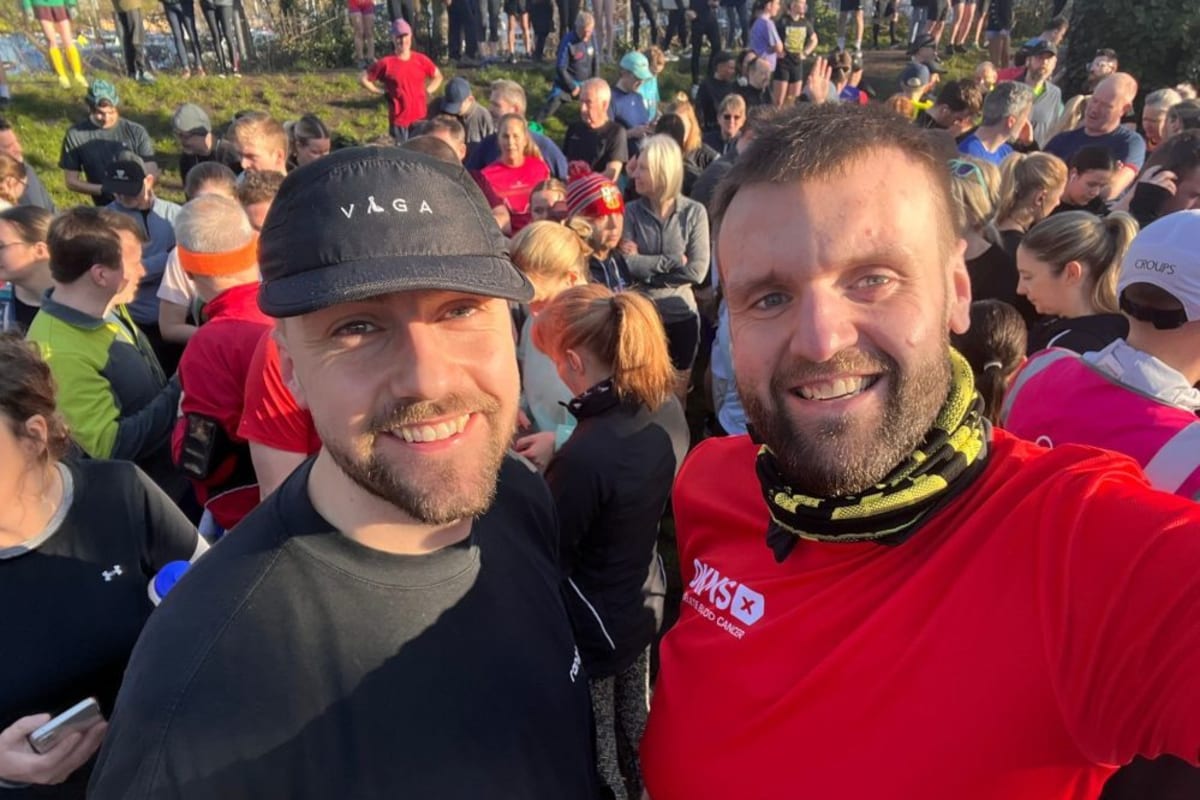 Sheldon Donovan and his brother Jordan celebrating together after completing the London Marathon