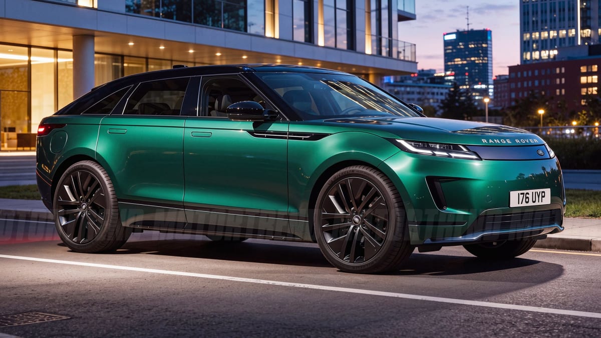 Sleek silver Range Rover GT electric SUV with sporty low roofline and elegant design